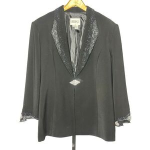 Carissimo Black Beaded Dressy Jacket Size 24
